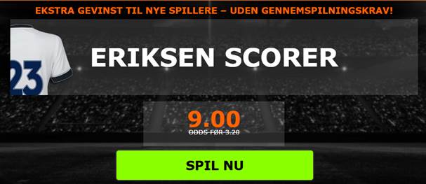 Scorer Christian Eriksen til odds 9 mod Leicester? Spil på det store brag og få et kanon odds!